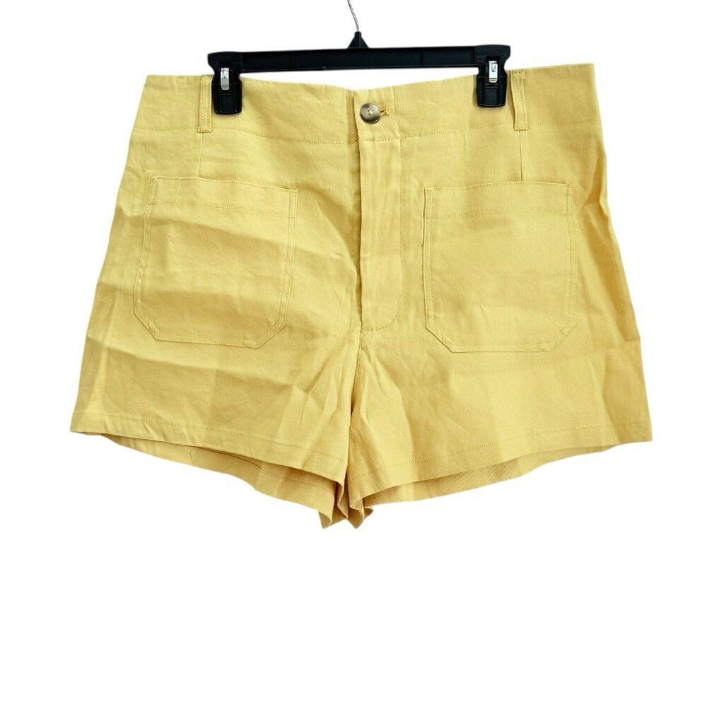 Anthropologie Maeve The Colette Shorts Womens 34 Linen Blend High Rise Canary